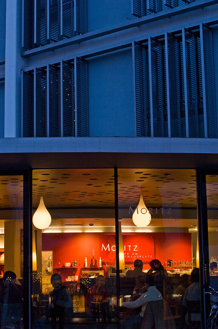 Cafe Moritz in the evening light, Ingolstadt, Bavaria, Germany