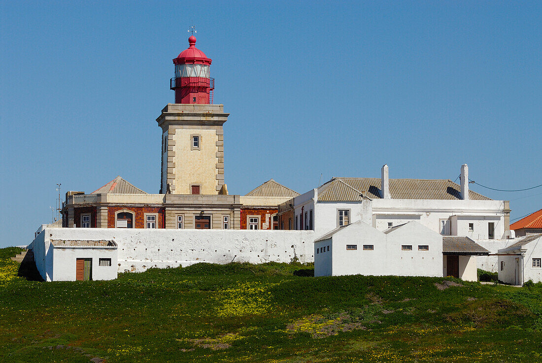 Leuchtturm bei Cabo da Roca, Costa de Lisboa, Region Lissabon, Estremadura, Portugal, Atlantik