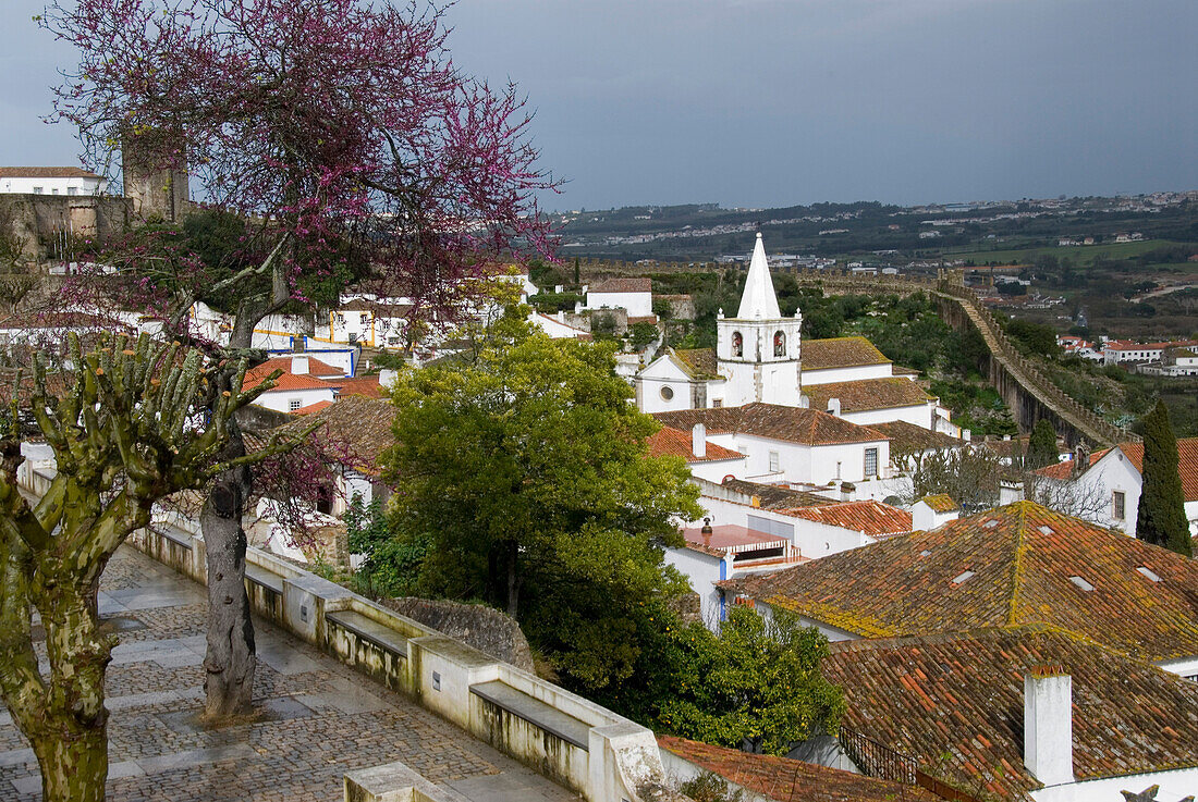 Obidos Stadt mit Stadtmauer, Obidos, Leiria, Estremadura, Portugal