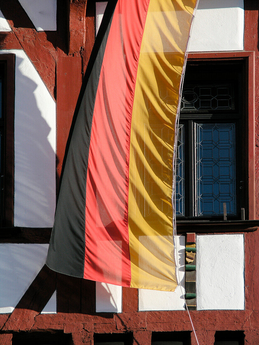 German flag in the old part of town, Forchheim, Franconia, Germany