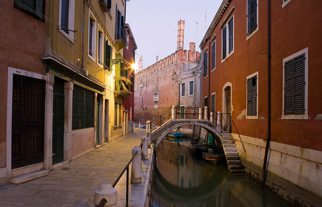 Fondamenta dei Penini, in the background the Arsenale, former wharf of Venice, in 16th century the largest wharf in the world, Venice, Italy, Europe