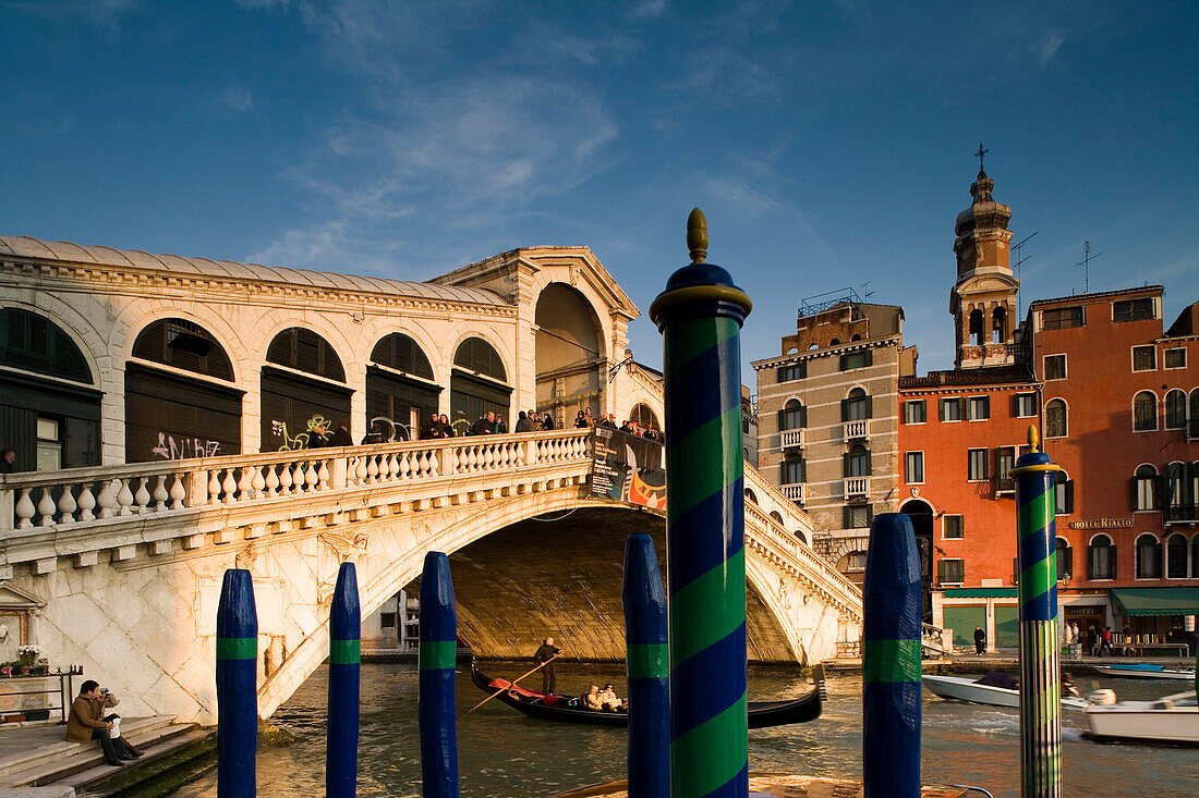 View of the Rialto Bridge, Venice, Italy, Europe