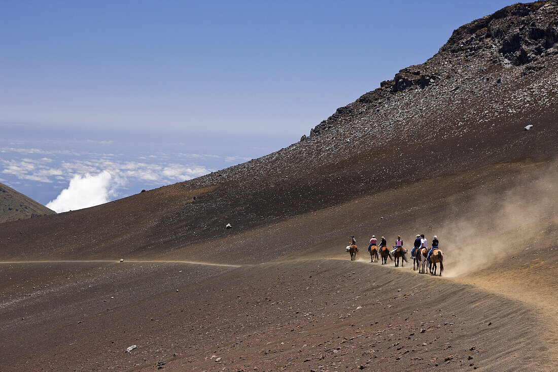 Ausritt im Krater des Haleakala Vulkan, Maui, Hawaii, USA