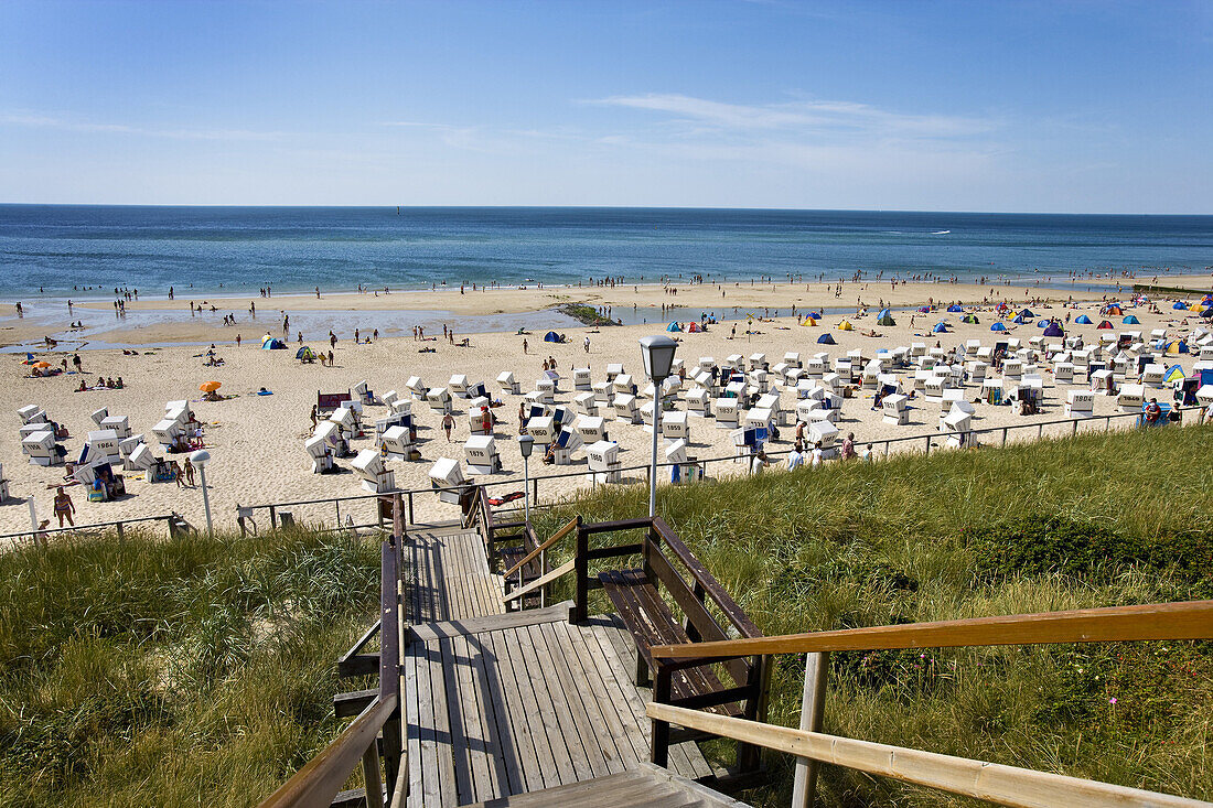 Beach chairs at beach of Westerland, Sylt Island, Schleswig-Holstein, Germany