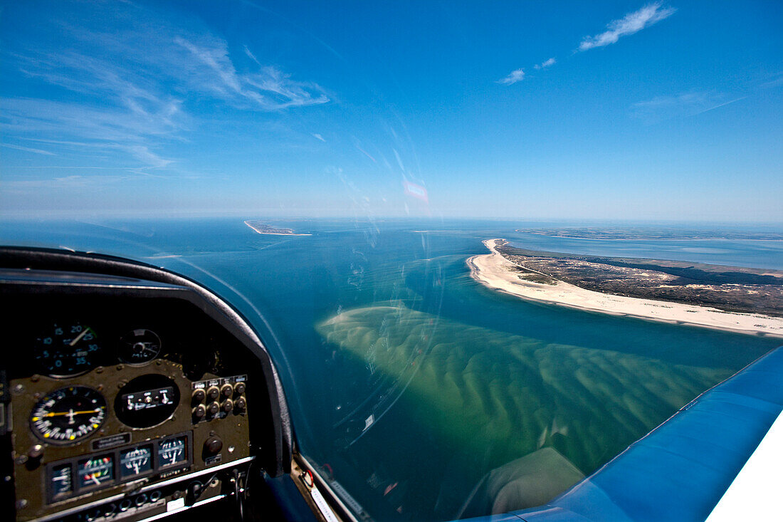 Luftaufnahme, Blick aus dem Flugzeug, Amrum, Nordfriesland, Schleswig-Holstein, Deutschland