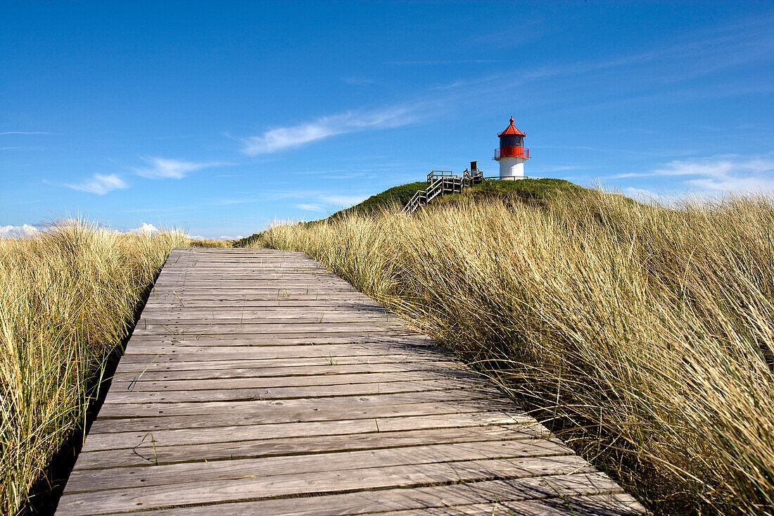 Lighthouse in the dunes, Amrum Island, Schleswig-Holstein, Germany
