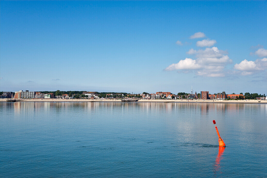 Blick vom Schiff auf Wyk, Föhr, Nordfriesland, Schleswig-Holstein, Deutschland