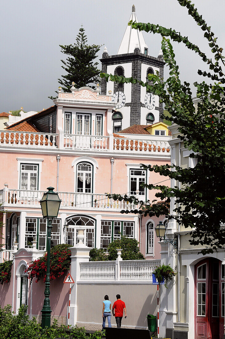 Praca da Republica und Kirche, Horta, Insel Faial, Azoren, Portugal