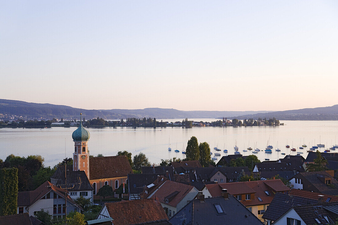 View over Allensbach to Reichenau island, Baden-Wurttemberg, Germany