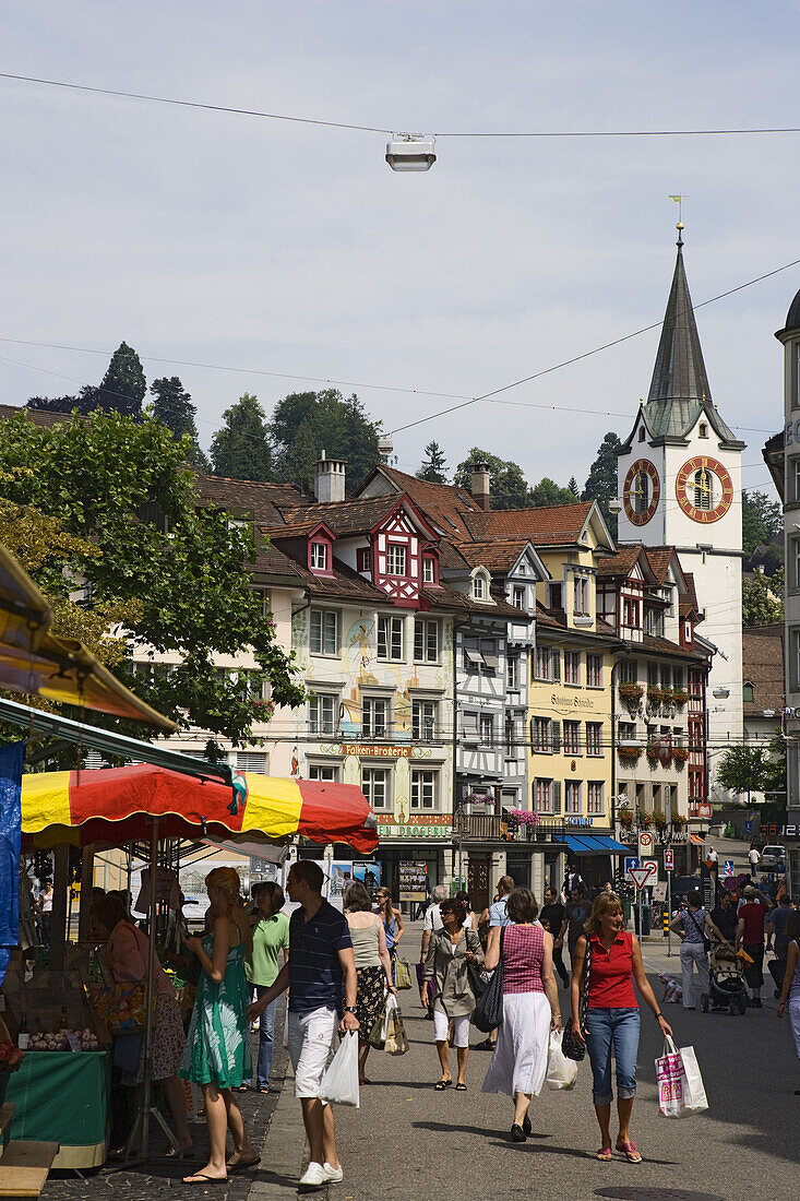 Markt in der Altstadt, St. Gallen, Kanton St. Gallen, Schweiz