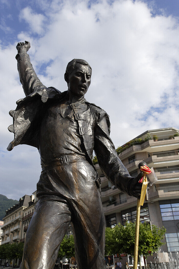 Statue of Freddy Mercury at promenade, Montreux, Canton of Vaud, Switzerland