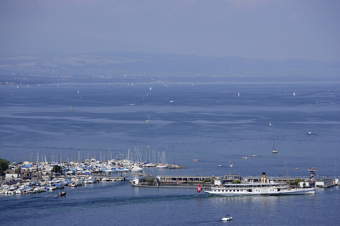 Harbour at lake Geneva, Geneva, Canton of Geneva, Switzerland