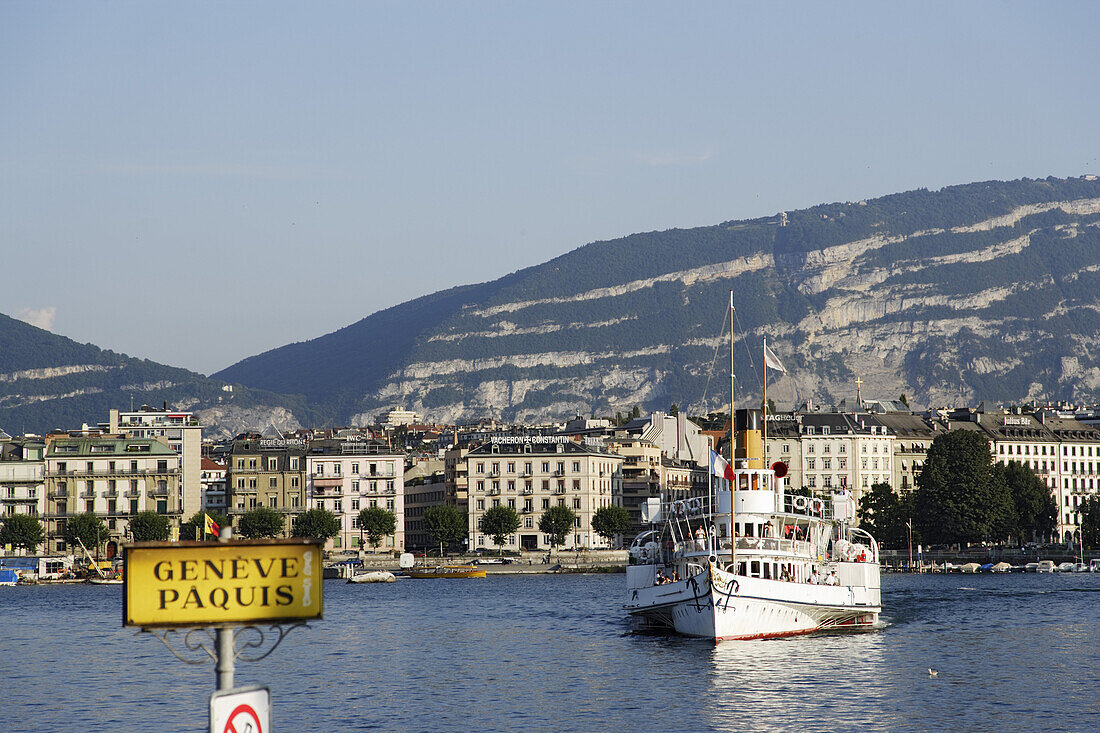 Excursion boat on Lake Geneva, Geneva, Canton of Geneva, Switzerland