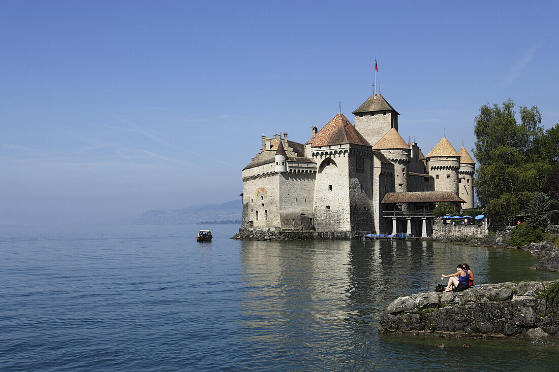 Chillon Castle at Lake Geneva, Veytaux, Vaud, Switzerland