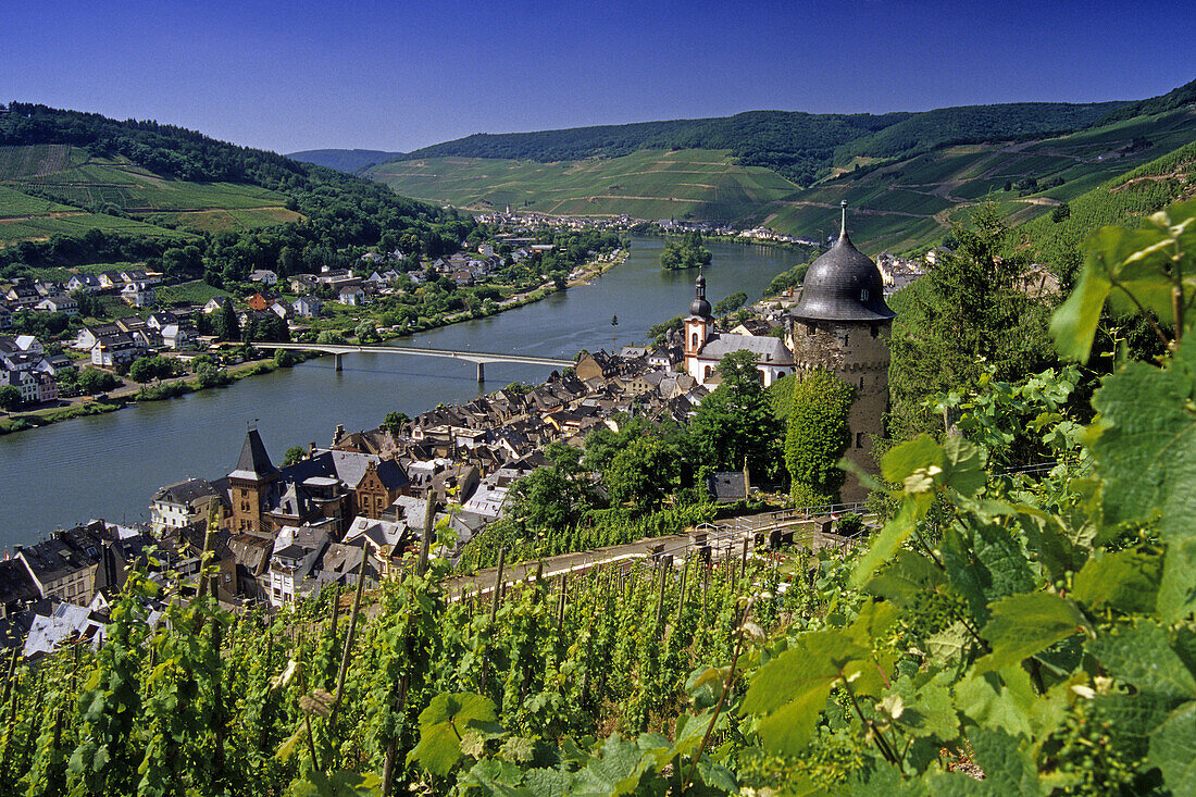 Runder Turm in den Weinbergen bei Zell, Rheinland-Pfalz, Deutschland