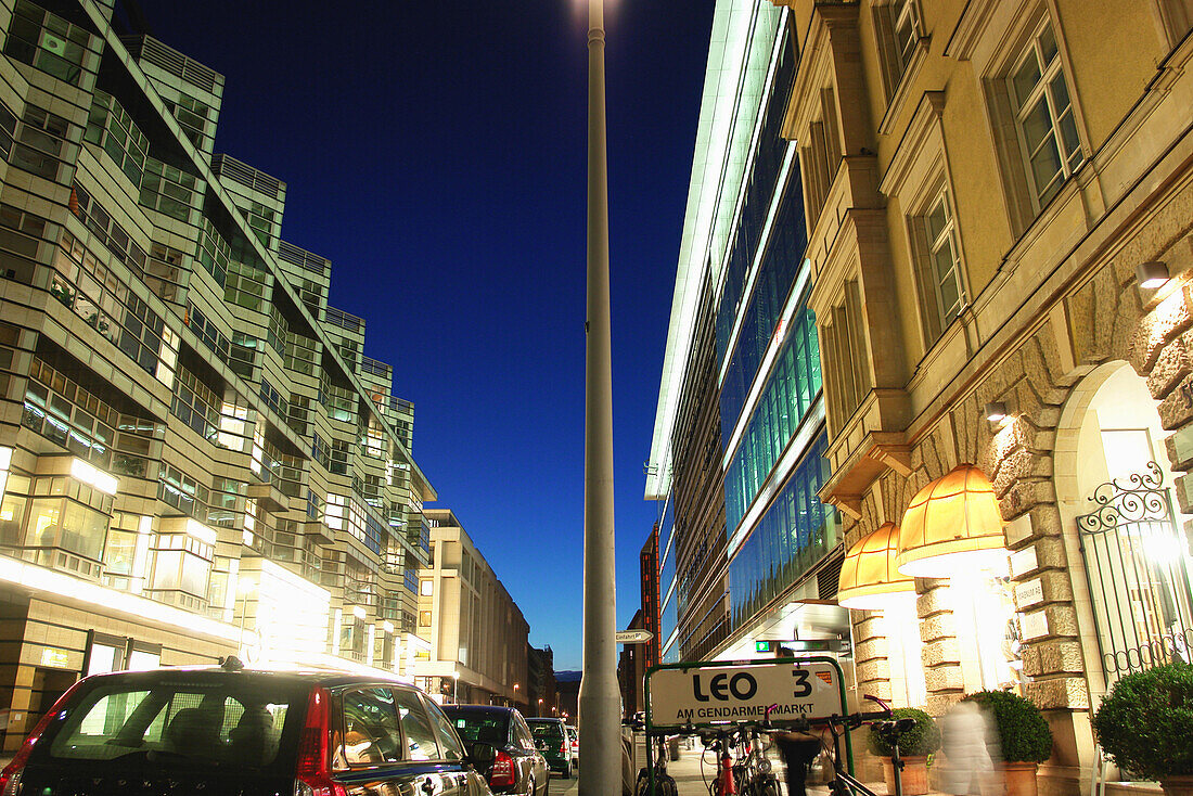 Shopping street at night, Berlin, Germany