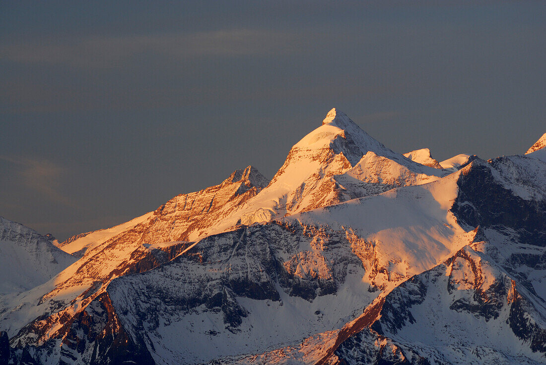 Grosses Wiesbachhorn in morning light seen from North, Hohe Tauern range, Salzburg, Austria