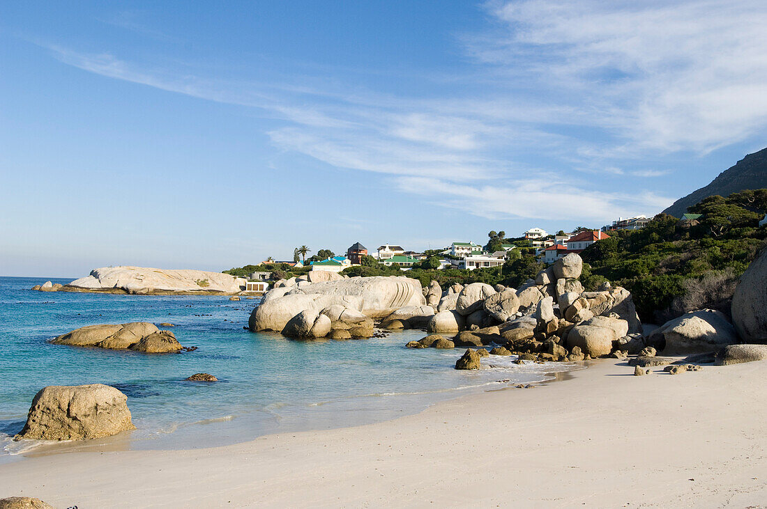 Deserted beach in the sunlight, Simon's Town, Boulders Beach, Cape Peninsula, South Africa, Africa