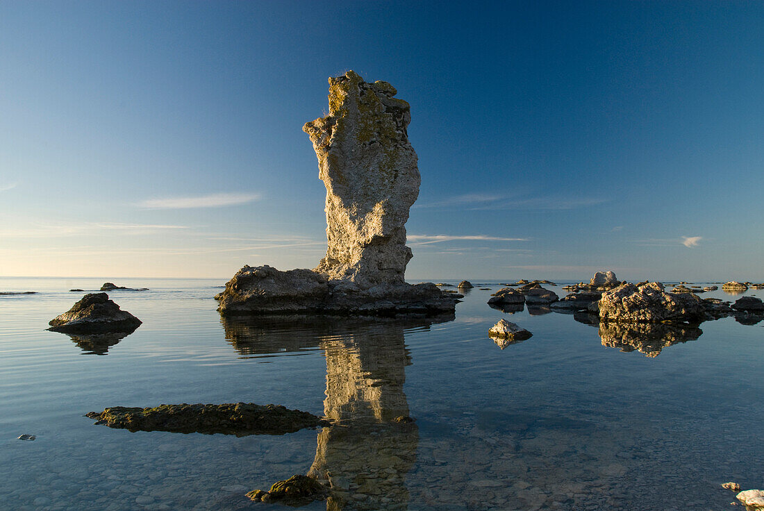 Limestone columns, Raukar, near Lauter, North West Coast, Faro, Gotland, Sweden, Scandinavia, Europe