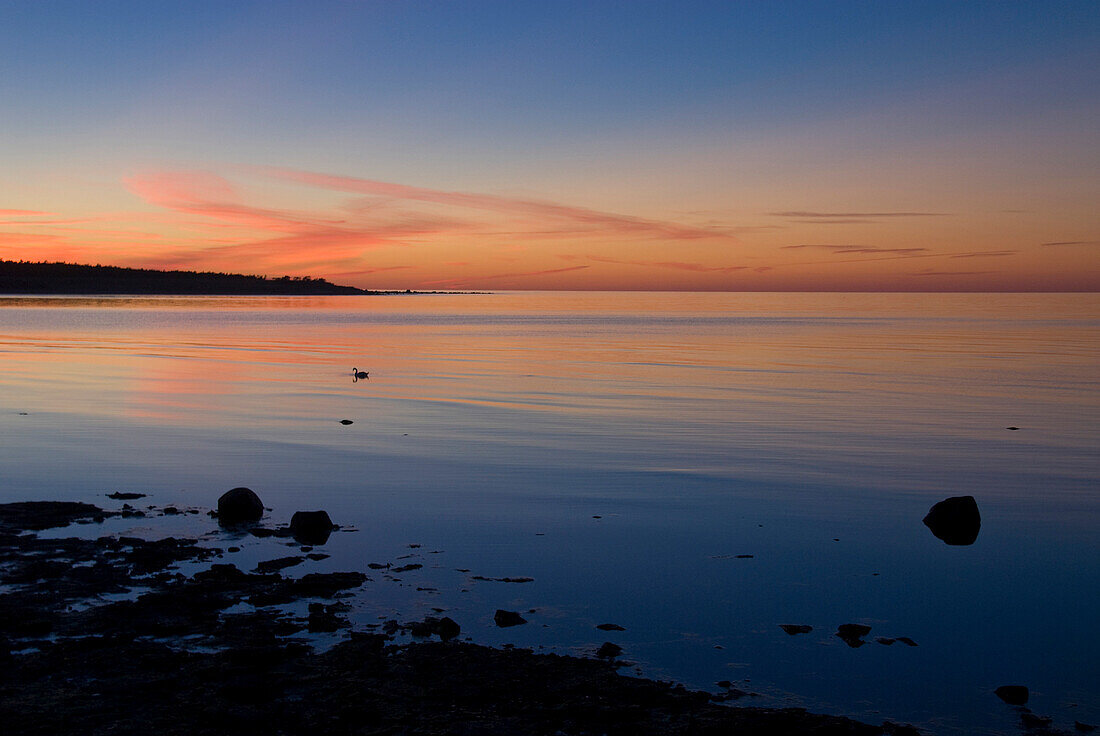 Sonnenuntergang auf Farö, Nordküste, Gotland, Schweden, Skandinavien, Europa