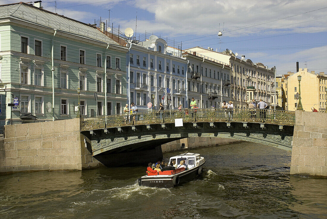 Russia. St. Petersburg. Moyki Canal. Tour boat.