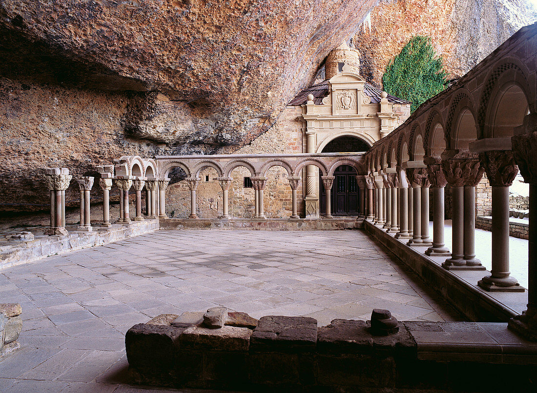 Old cloister of San Juan de la Peña monastery. Huesca province, Aragón, Spain