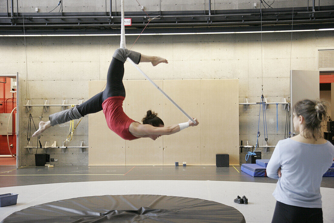 Canada, Montreal, National Circus School, gymnastics, practice, acrobatic skills, student, instructor, female