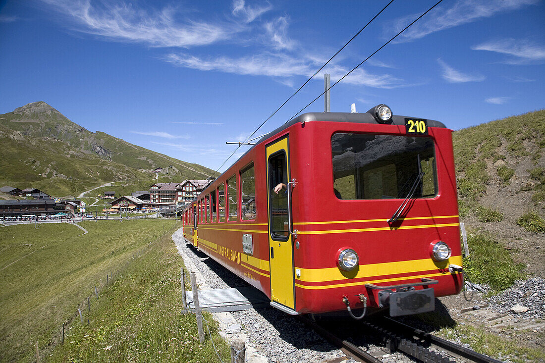 Switzerland. Canton Bern. Berner Oberland. Kleine Scheidegg. Train to Jungfraujoch.