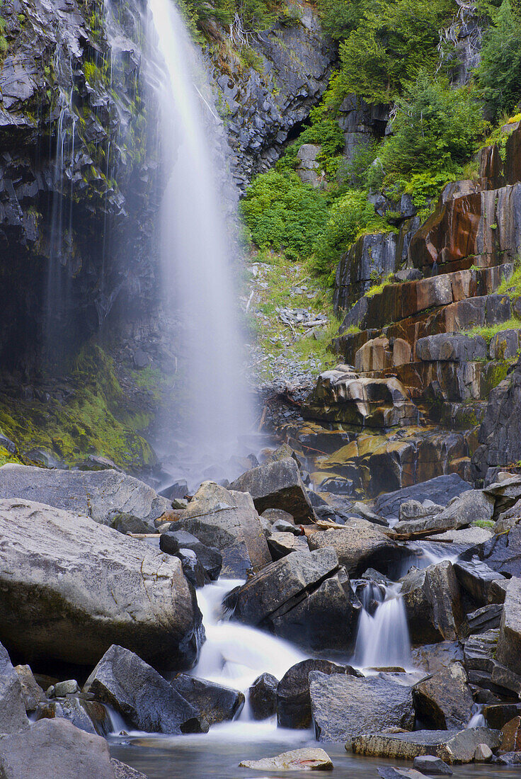 Narada Falls and Creek, Mount Rainier National Park, Washington, USA