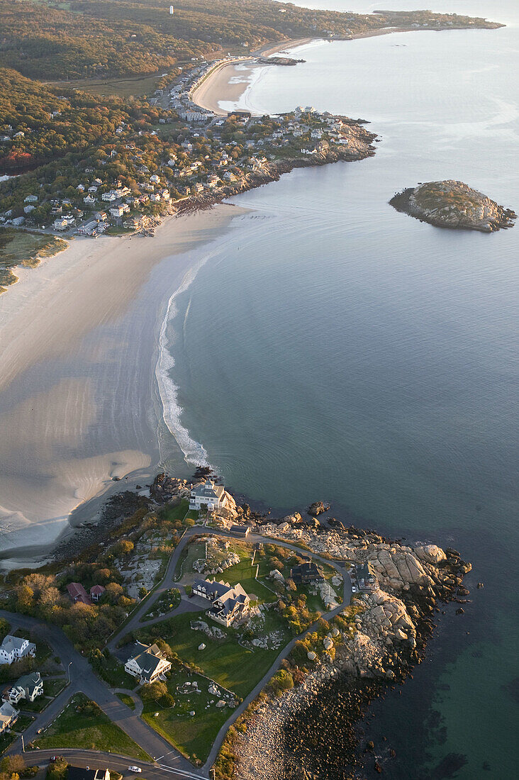 Aerial views of Good Harbor beach, Gloucester, MA, Cape Ann, USA