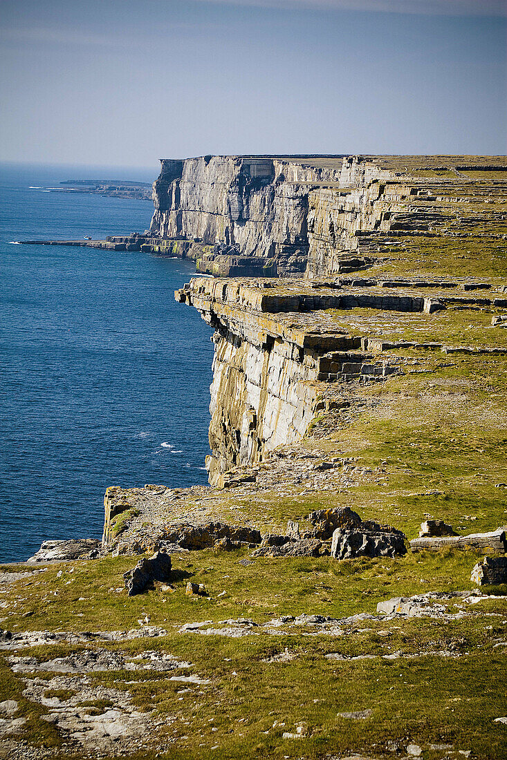 Dun Aengus cliffs in Inishmore, biggest of Aran Islands. Galway Co. Ireland