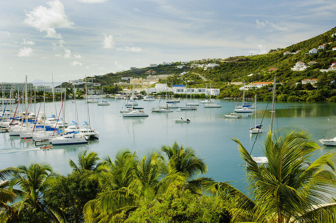 A marina in an Oyster Pond in eastern Saint Martin, French Protectorate, Caribbean, 2008