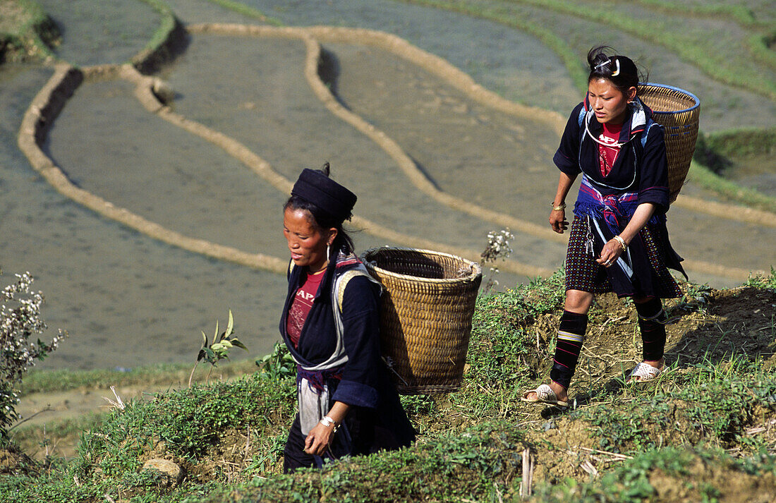 Black Hmong minority women near Sapa, Lao Cai Province, Vietnam
