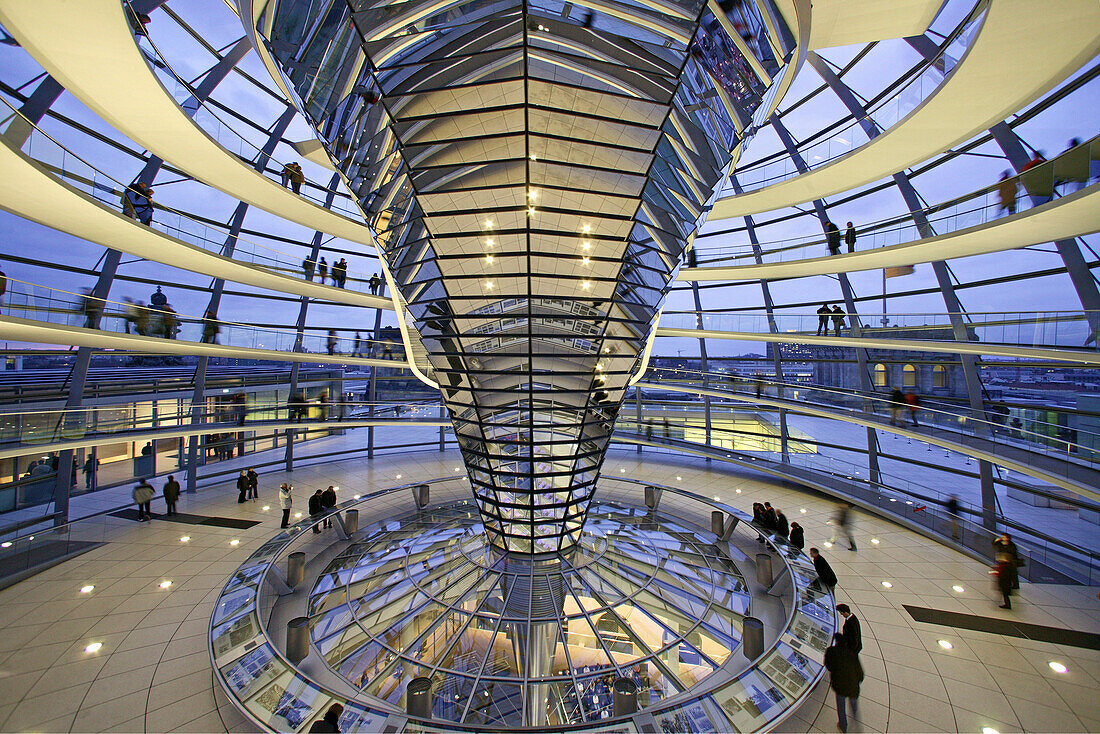 German parliament, under the glass dome of the Reichstag building by Sir Norman Foster, interior, Berlin, Germany