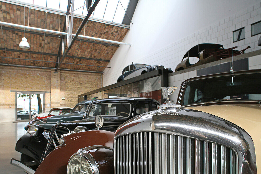 Vintage cars at the hall of the Berliner Meilenwerk, Moabit, Berlin, Germany, Europe