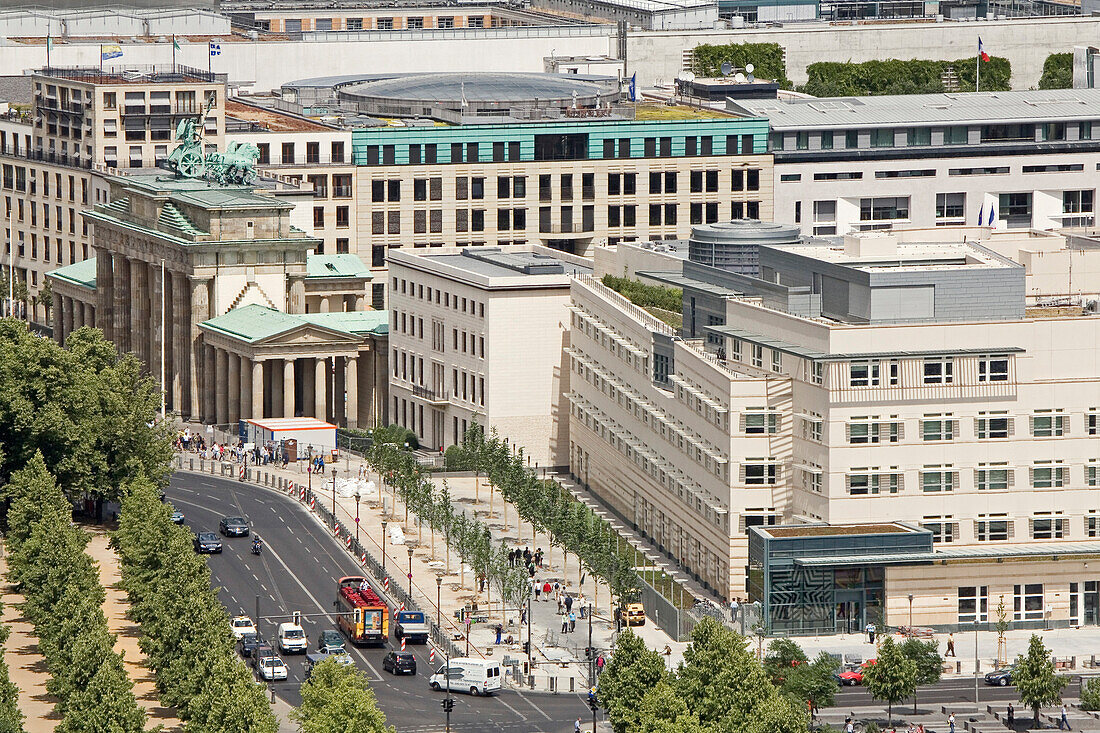 View at the American embassy at the Brandenburger gate, Berlin, Germany, Europe