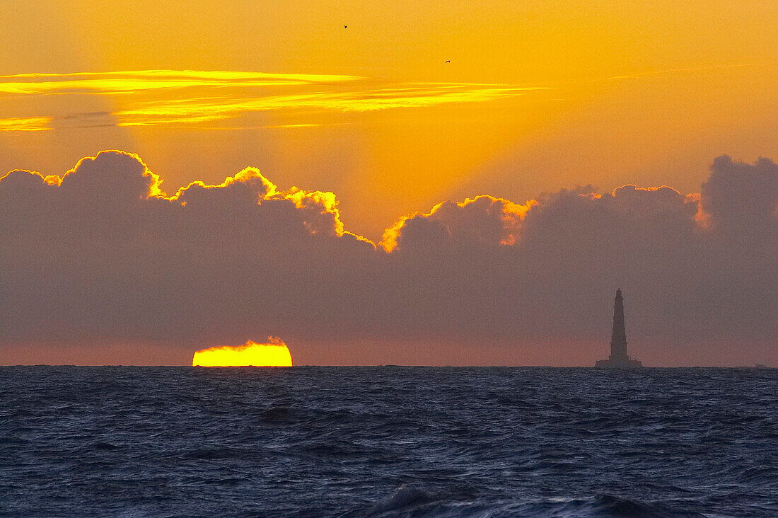 Phare de Corduan at sunset, Le Verdon-s-Mer, The Way of St. James, Roads to Santiago, Voie du littoral, Coastal Way, Chemins de Saint-Jacques, Atlantic Ocean, Le Verdon-s-Mer, Dept. Gironde, Région Aquitaine, France, Europe