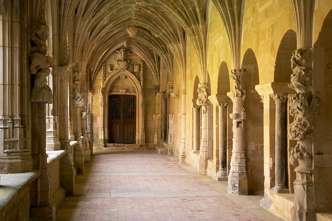 Cloister and Vault in Abbaye de Cadouin, The Way of St. James, Roads to Santiago, Chemins de Saint-Jacques, Via Lemovicensis, Cadouin, Dept. Dordogne, Région Aquitaine, France, Europe