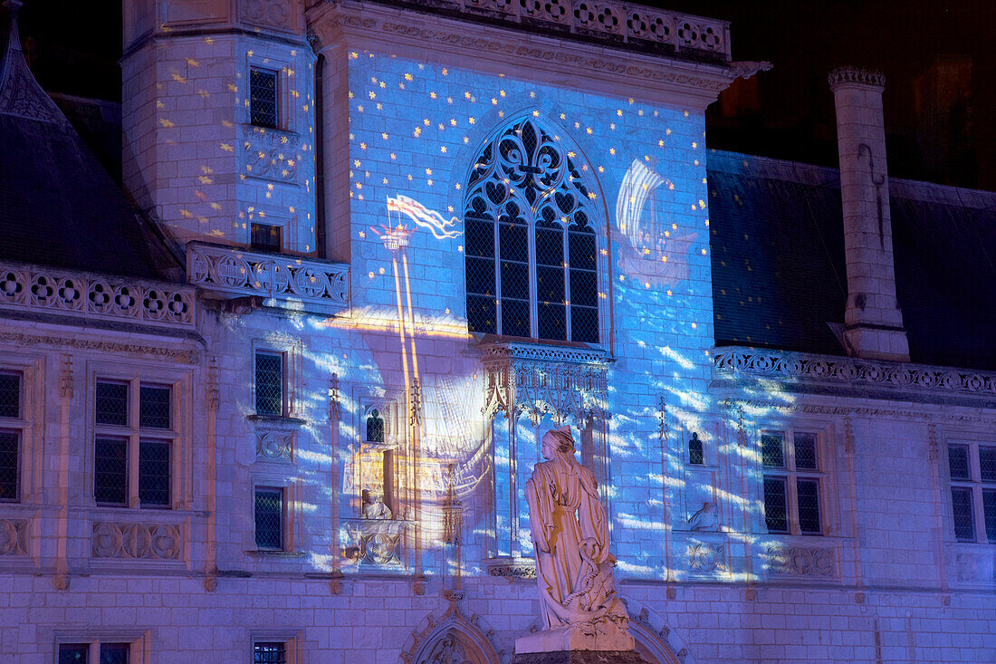 Jacques Coeur Palace in Bourges in the evening, Old city of Bourges, The Way of St. James, Chemins de Saint Jacques, Via Lemovicensis,  Bourges, Dept. Cher, Région Centre, France, Europe