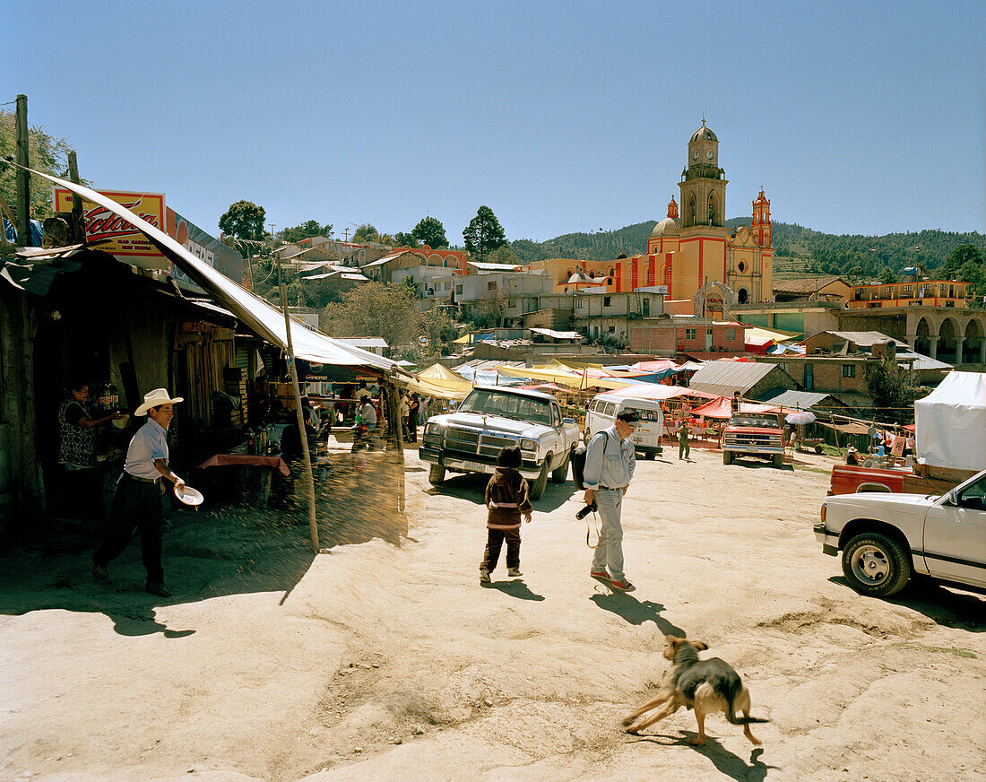 Market at the village Texocuixpan, Tlaxcala province, Mexico, America