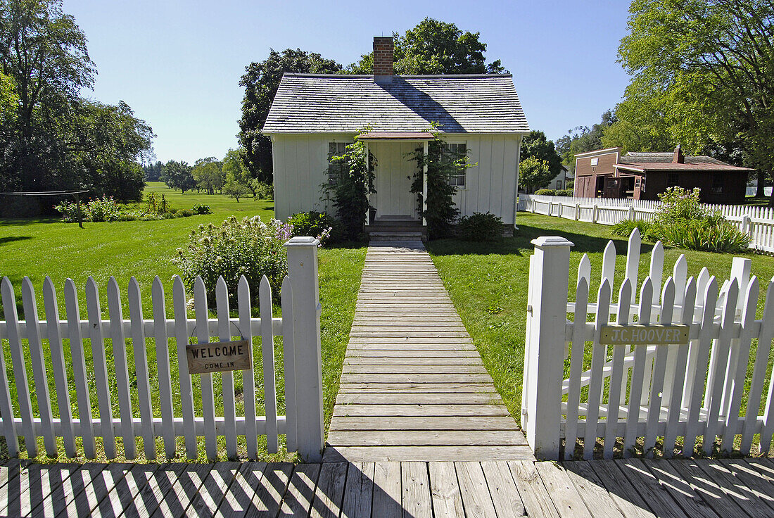 Birth home of Hoover at Herbert Hoover Presidential Museum and National Historic Site at West Branch, Iowa, USA