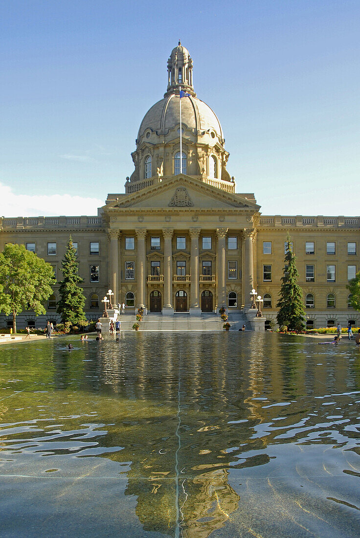 Provincial Capital Edmonton Alberta Canada Legislative Building designed by Allan Merrick Jeffers and Reflection Pool in foreground