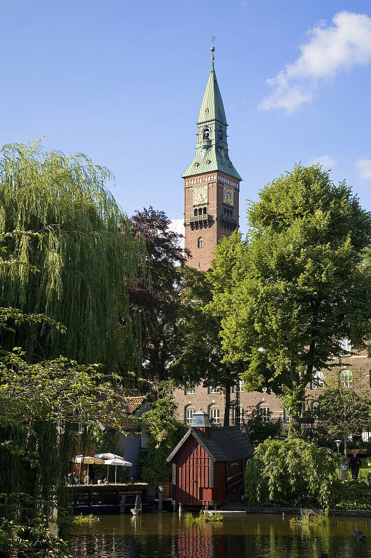 Town hall from Tivoli gardens. Copenhagen. Denmark.
