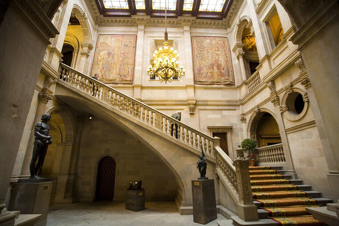 L'escala d'honor (Honor staircase). Ajuntament de Barcelona. (City hall). Catalonia. Spain.