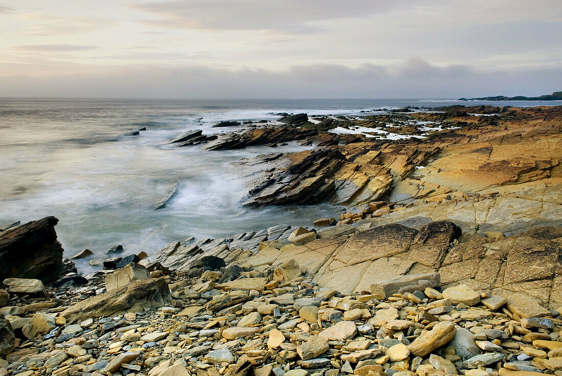 Sunset on Brough Head North Coast of Orkney Islands Mainland Scotland