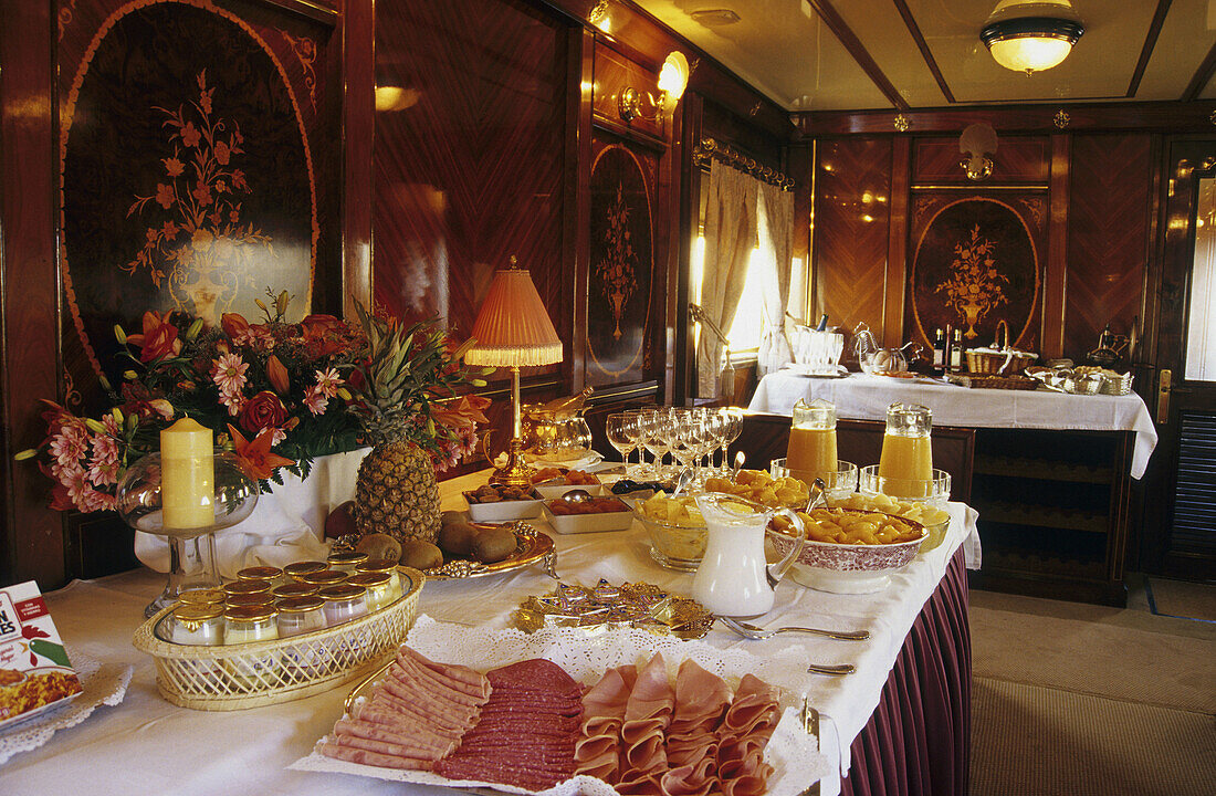 Breakfast in Al Andalus Express Train. Andalusia, Spain.