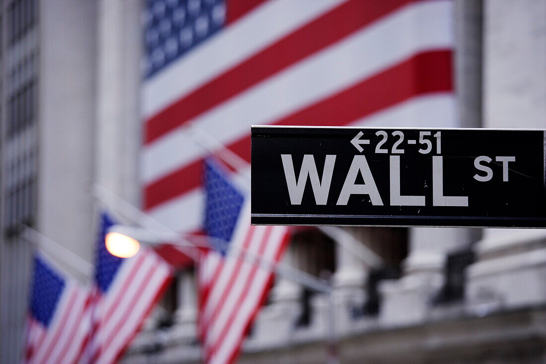 Wall Street Schild, Manhattan, New York City, New York, USA