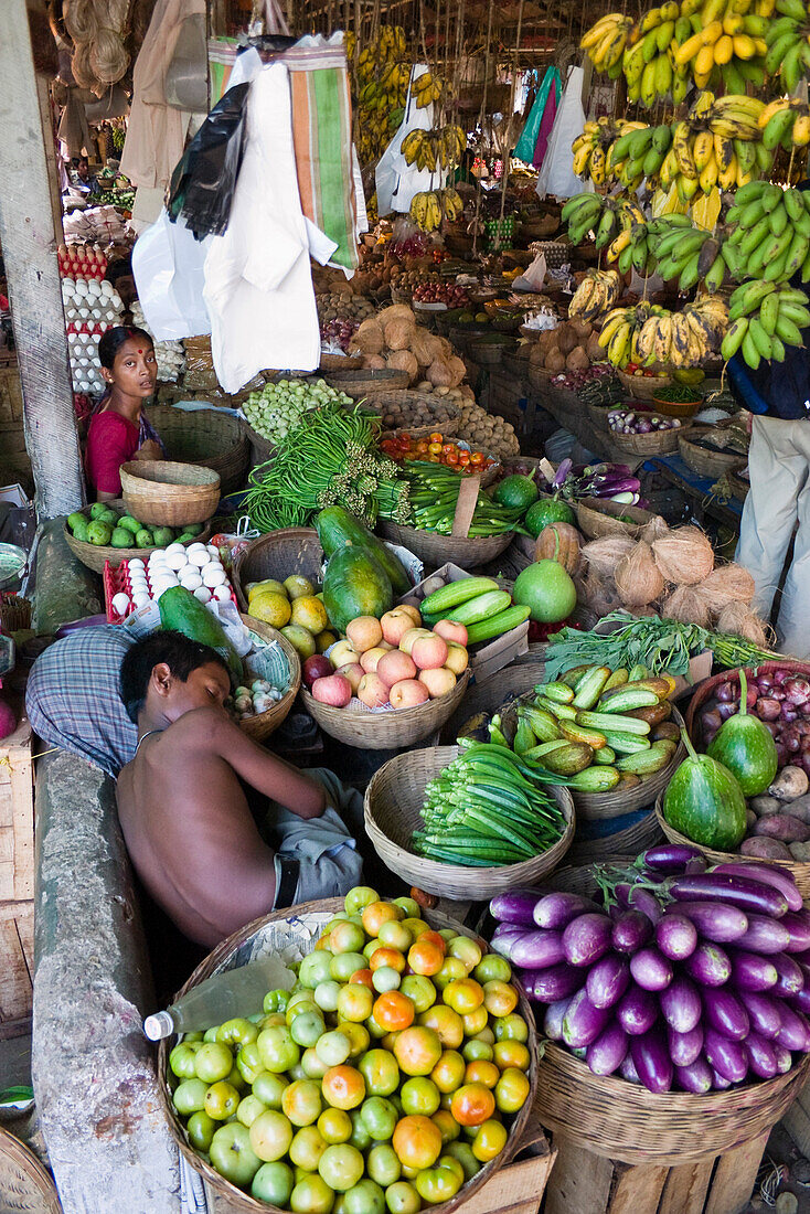 Gemuesemarkt in Diglipur, Nord-Andaman, Andamanen, Indien