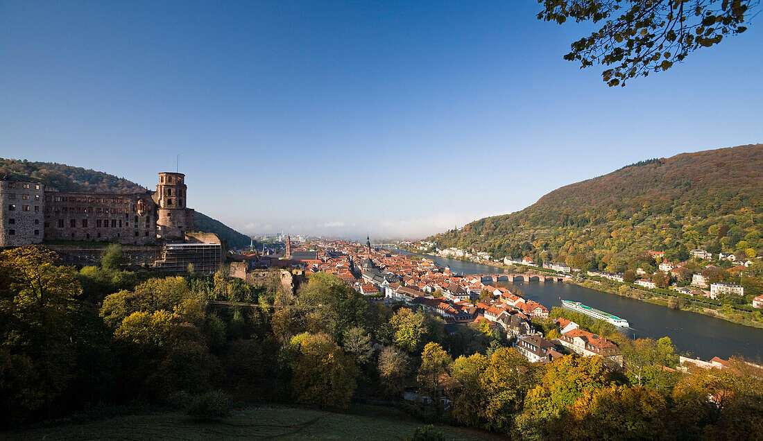 Heidelberg Old Town, view from Castle, Baden-Württemberg, Germany, Europe