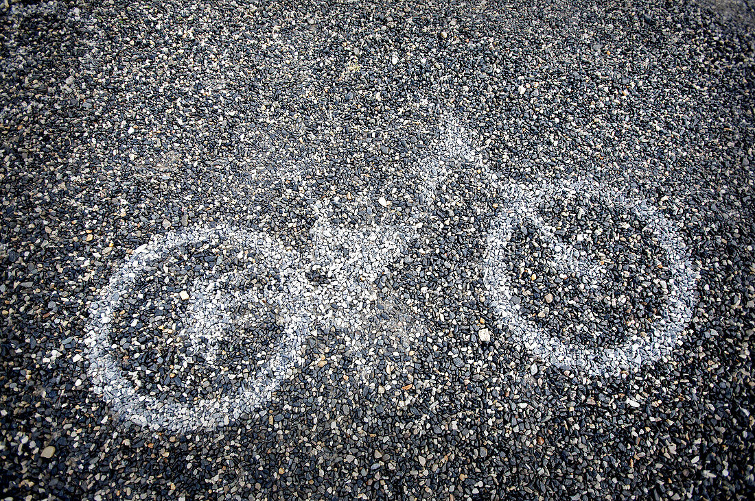 Contour of a mountain bike on grit after a rain shower, Lillehammer, Norway